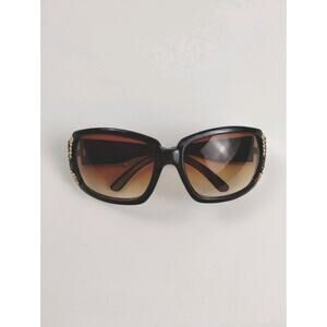 Cache Square Wrap Around Sunglasses - Square Sun Glasses/ Leopard Rhinestones